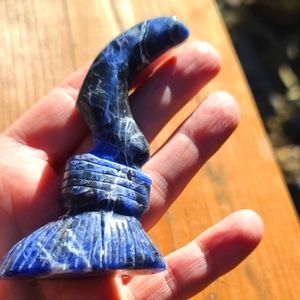 Cobalt blue Lapis handcarved crystal Witches broom
